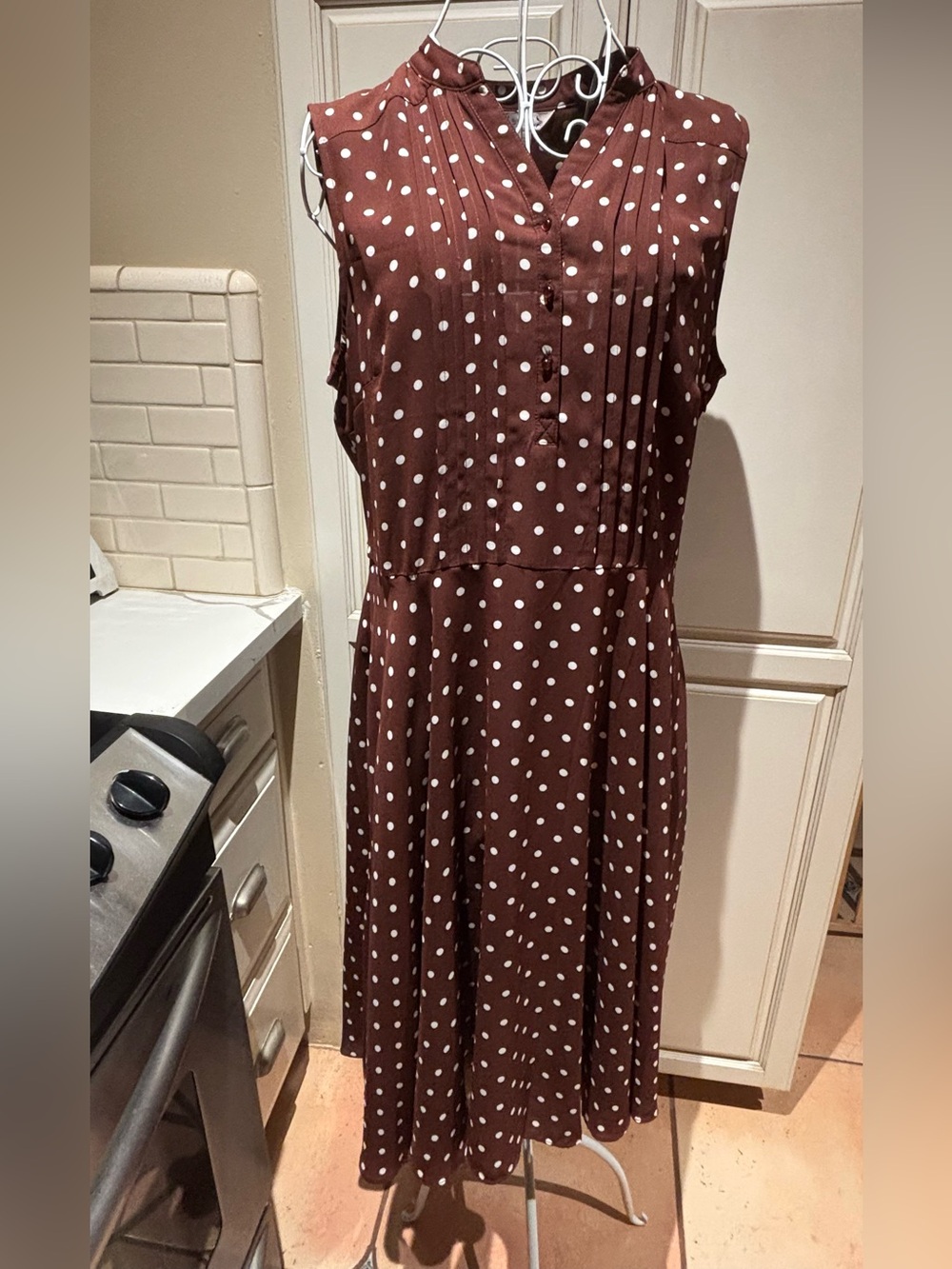 Nanette Lepore brown polka dot dress size 12 removeable brown slip